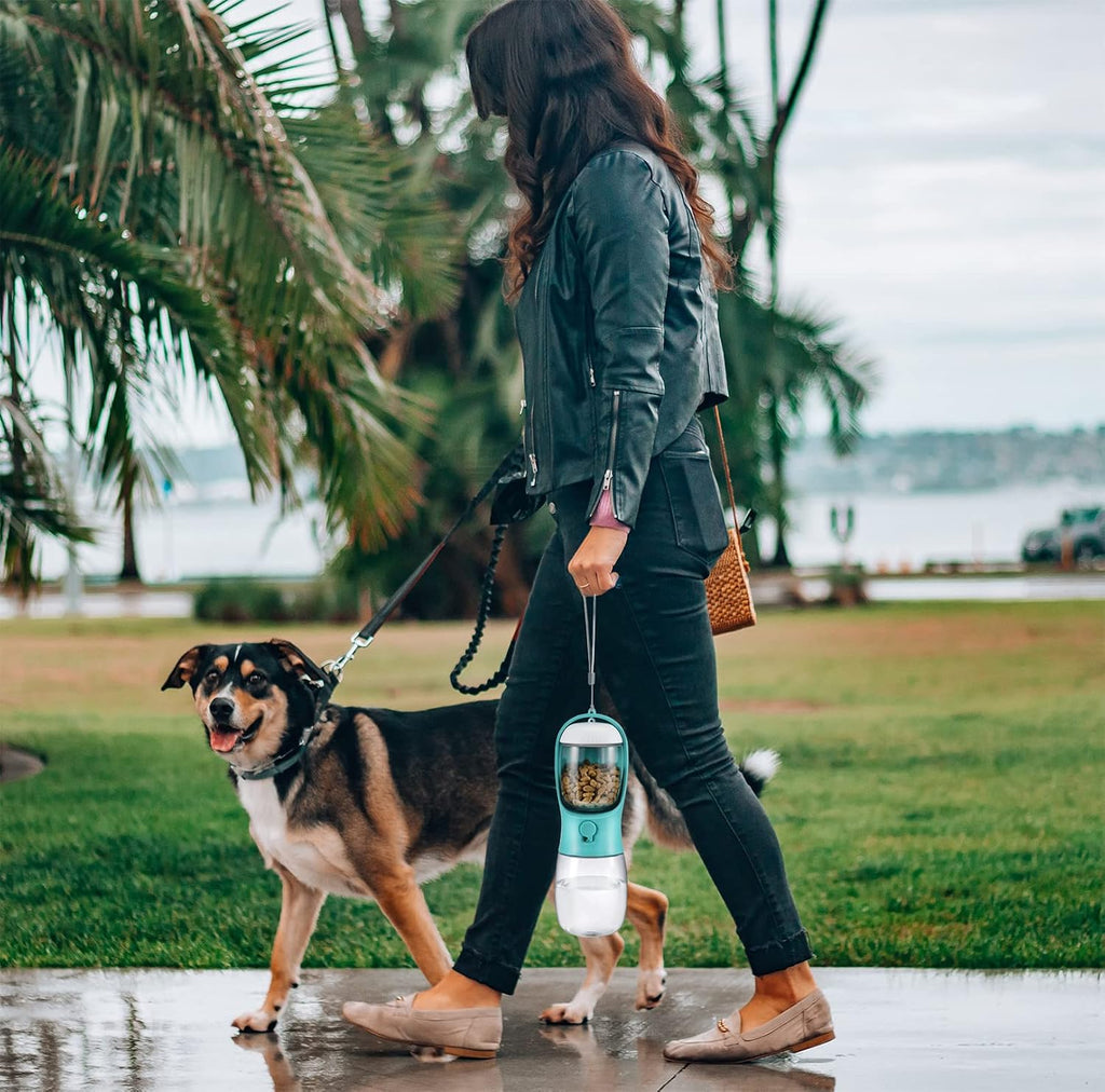 Cibaabo Dog Water Bottle Portable with Food Container & Filter for Travel | Feeding & Hydration | Travel Water Bowl | Portable Pet Dispenser | Dog Gifts | Puppy Essentials | for Hiking Camping Beach