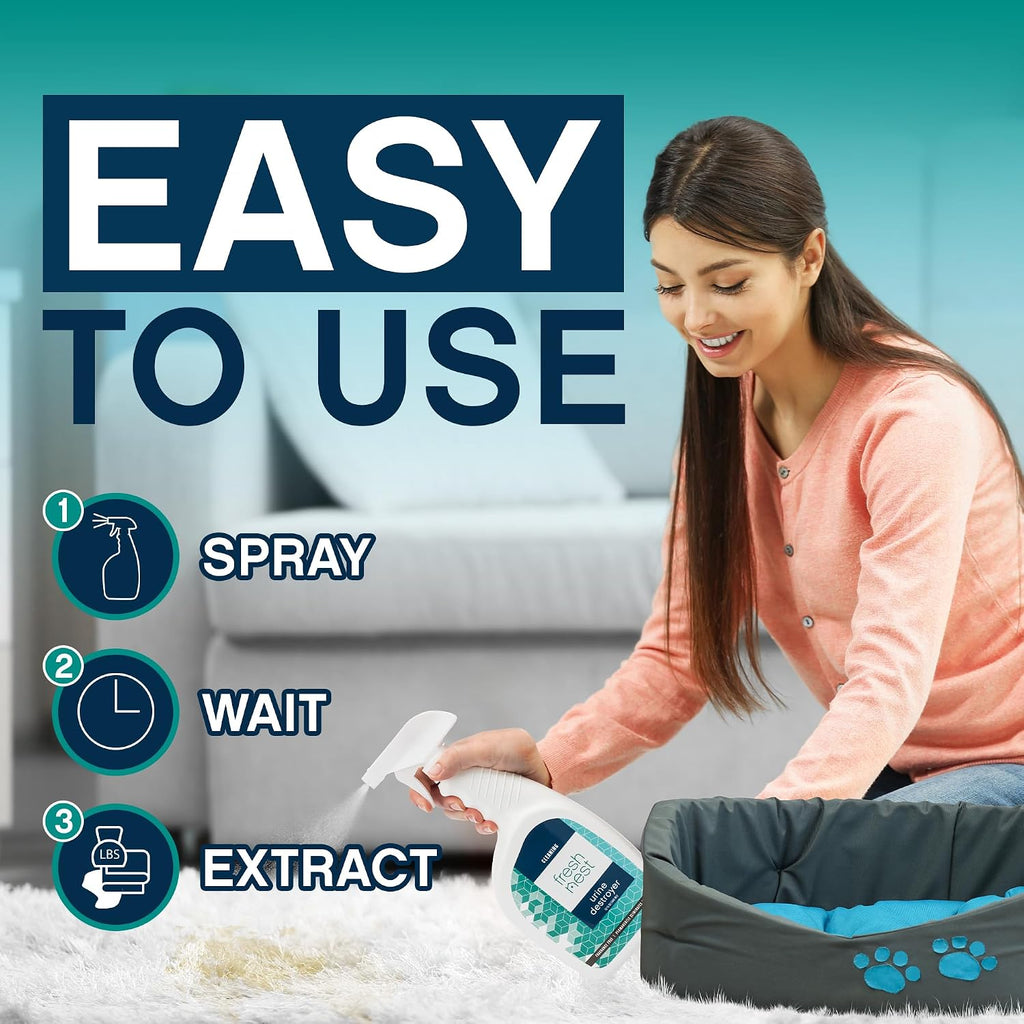 Urine Destroyer - Fragrance-Free Cleaner for Stain and Odor Removal on Wood Floors, Carpets, Mattresses - Ideal for Cats, Dogs, and Pets - Powerful Resolve and Eliminator Formula - 32 Fl Oz