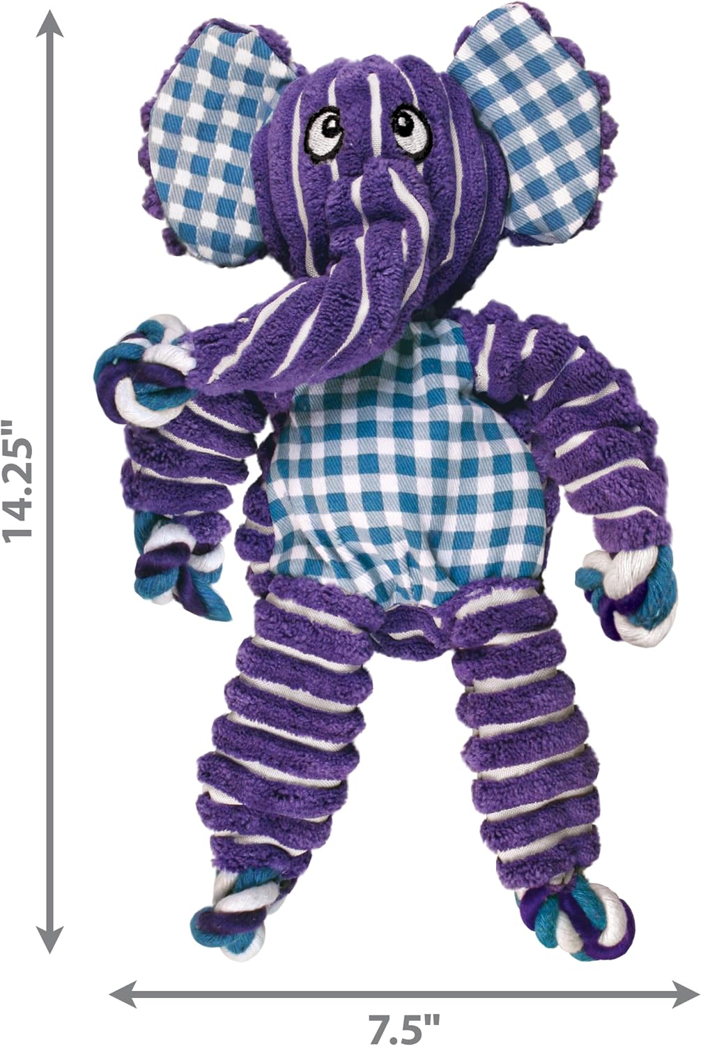 KONG Floppy Knots Rope and Plush Dog Toy, Elephant, Medium/Large | Knotted Rope & Plush Toy with Minimal Stuffing & a Squeaker, Great for Teething, Tugging & Lively Play