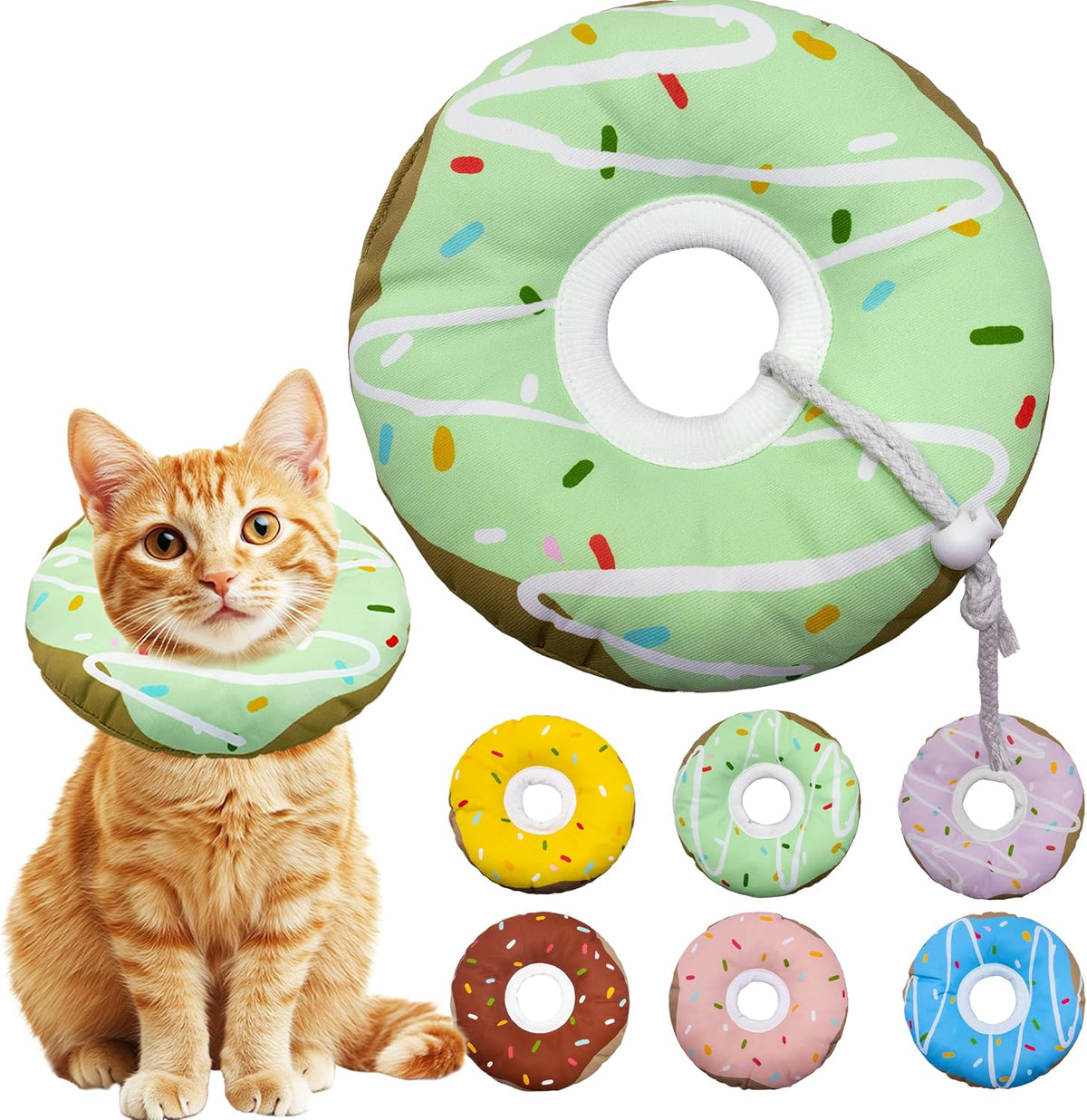 Seyezo Cat Cone Collar Soft, Adjustable Cat Recovery Cone, Waterproof Green