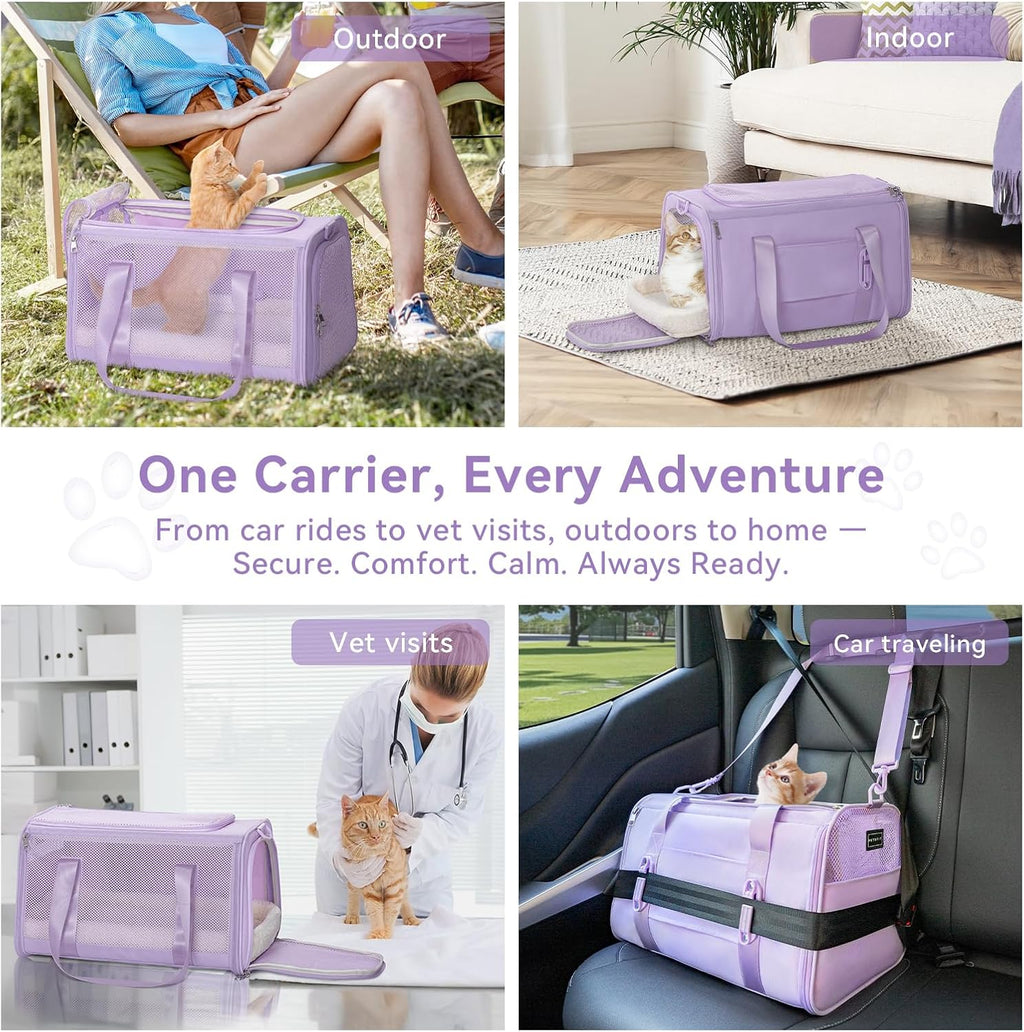 PETSFIT Large Cat Carrier with Patented Safety Buckles,Big Cats Up to 20 lb