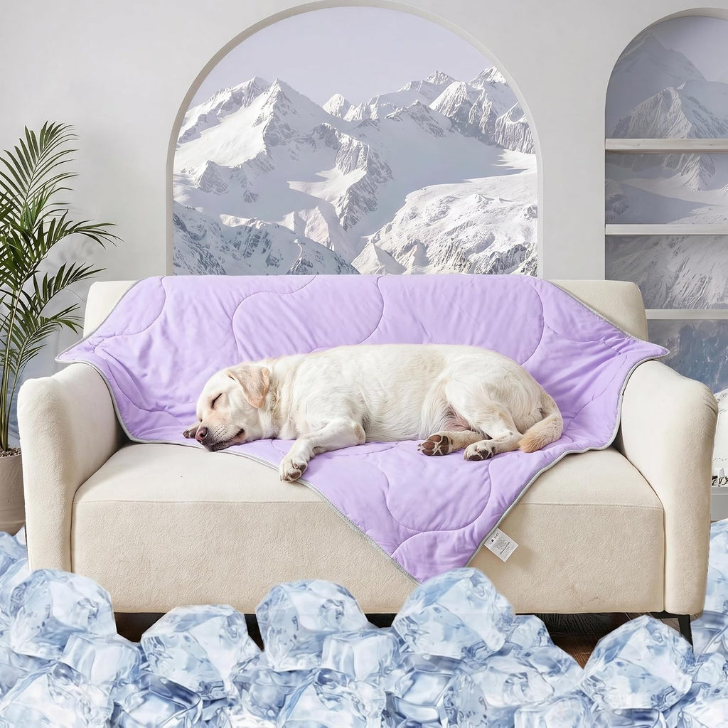 Cooling Blanket for Dogs. Dog Cooling Blankets for Large Dogs, Breathable Cooling Fabric, Cold Washable, Cooling Dog Blanket Durable Scratch-Resistant Soft Fabric for All Seasons, Purple