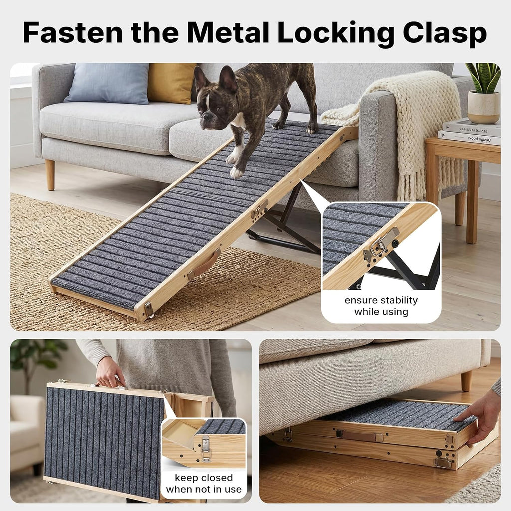 Veehoo Dog Ramp for Couch High Bed, 65" L Folding Dog Stairs for Small Dogs
