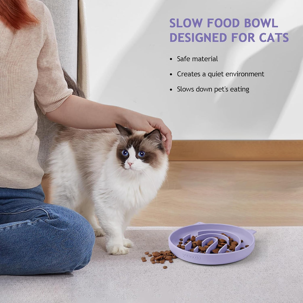 Coomazy Slow Feeder Cat Bowl Silicone Pet Puzzle Feeder for Slow Eating