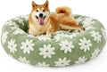LE SURE Shown on TV Jacquard Donut Dog Beds Large Sized Dog,Green 36x36x8in