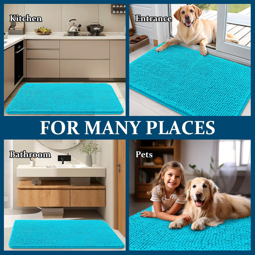 OLANLY Dog Door Mat for Muddy Paws 40x24, Super Absorbent Chenille Mud Mat