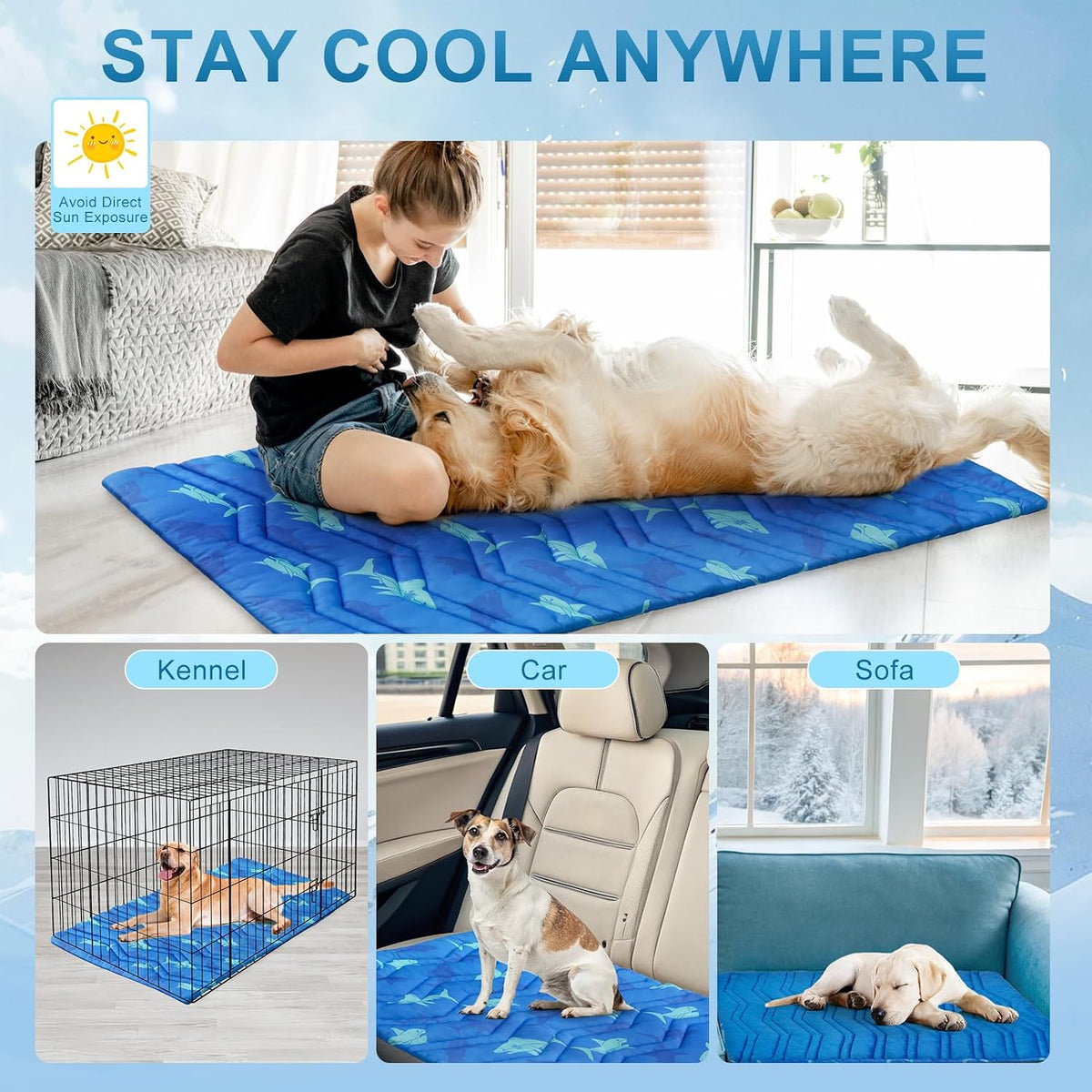 BEAUTYZOO Cooling Mat for Medium Dogs, 36x23in Reversible Pad, Self-Cooling