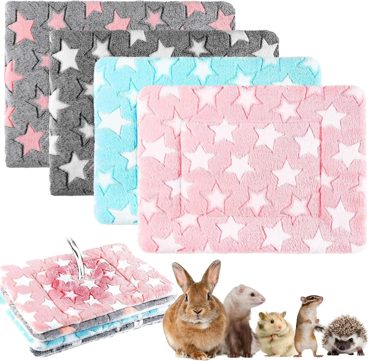 Haull 4 Pcs Waterproof Guinea Pig Bedding Mat, Cute Star, 13 x 10