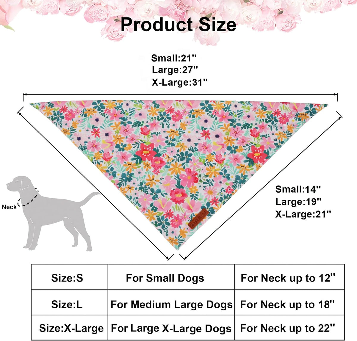 ADOGGYGO Flower Dog Bandanas Girl Boy, Spring Floral Bandana, X-Large