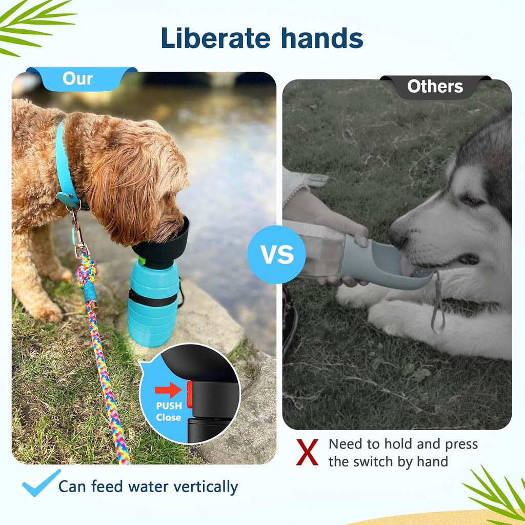 Pecute Portable 22 oz Dog Water Bottle, 2 in 1 Dog Water Bottle Bowl Leakproof with Double Seal, BPA Free, Lightweight, Pet Water Bottel Dispenser for Outdoor Walking Triping Hiking Camping Travels | Pet Water Dispenser Portable for Outdoor Walking Hik...