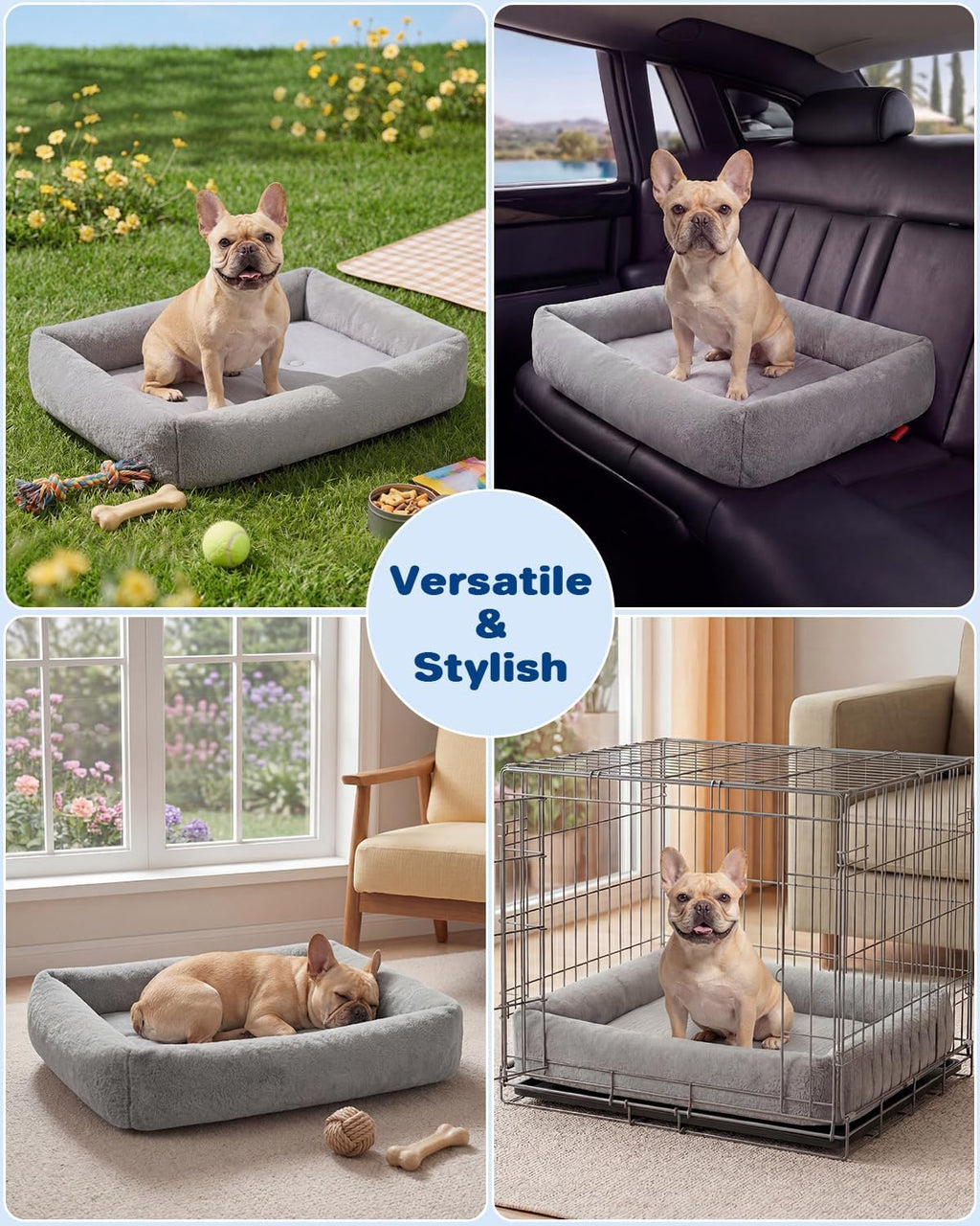 Cooling Dog Bed for Large Dogs - Removable Inner Cushion & Reversible Design (Ice‑Silk Cooling Layer | Sherpa Fleece Layer), Non‑Slip Bottom Washable Medium Mat for Crates, Beds, Sofas 24" × 15"