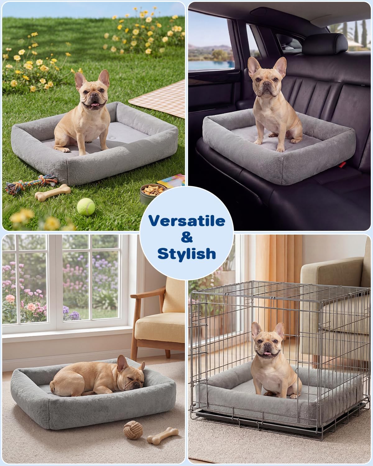 Cooling Dog Bed for Large Dogs - Removable Inner Cushion & Reversible Design (Ice‑Silk Cooling Layer | Sherpa Fleece Layer), Non‑Slip Bottom Washable Medium Mat for Crates, Beds, Sofas 24" × 15"