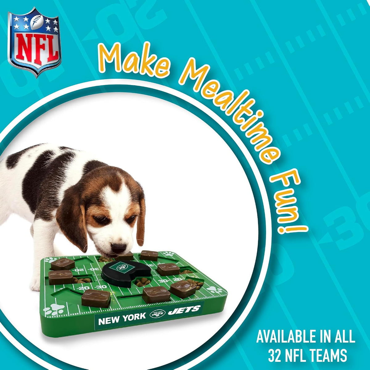 Pets First NFL New York Jets Puzzle, Interactive Dog Treat Puzzle Toy