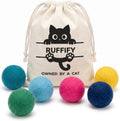 Cat Felt Balls 6 Pack, Wool Toy Balls for Indoor Cats, No Catnip