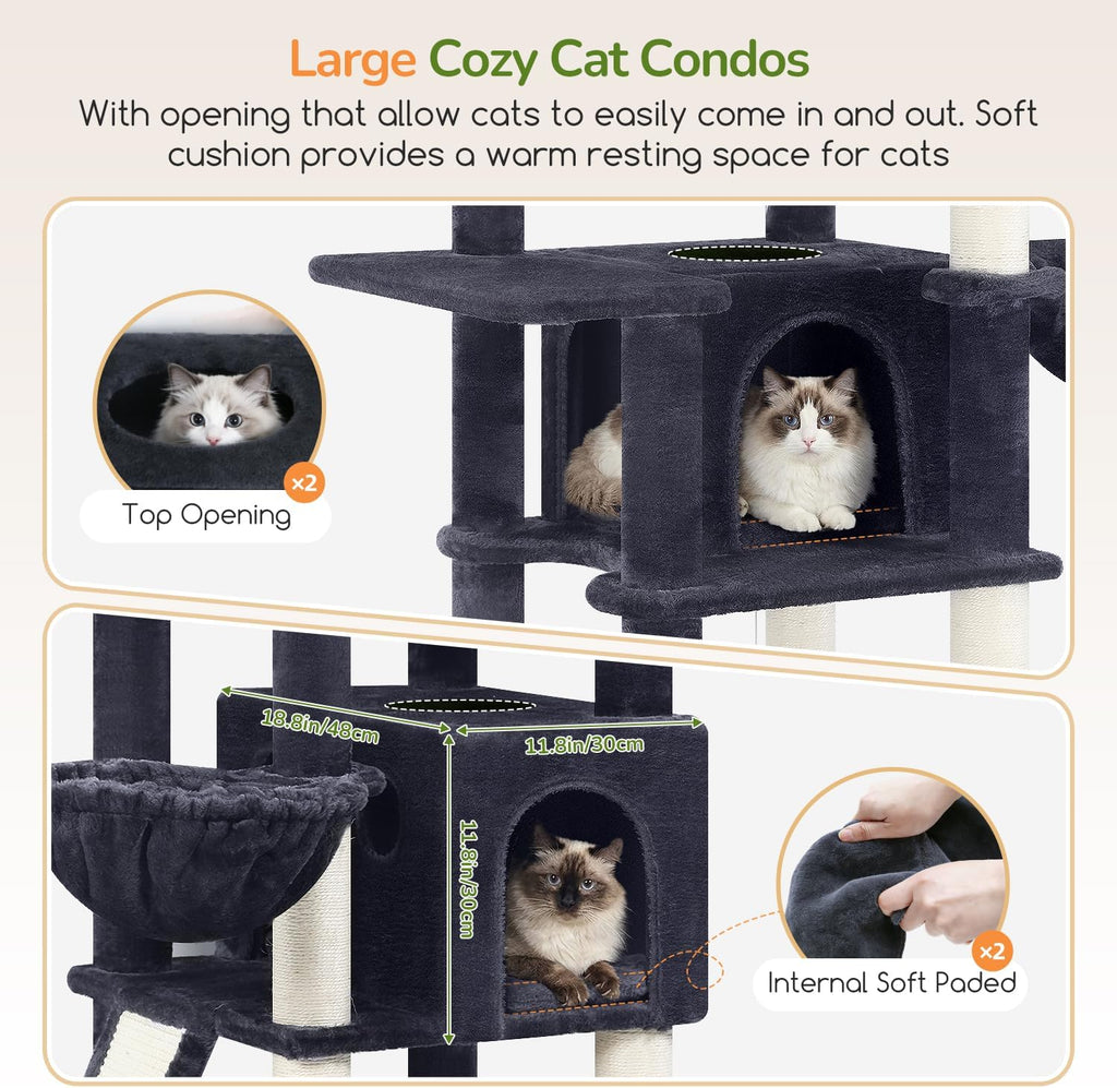 Globlazer Extra Large Cat Tree for Indoor Multiple Cats, S78G, Dark Grey