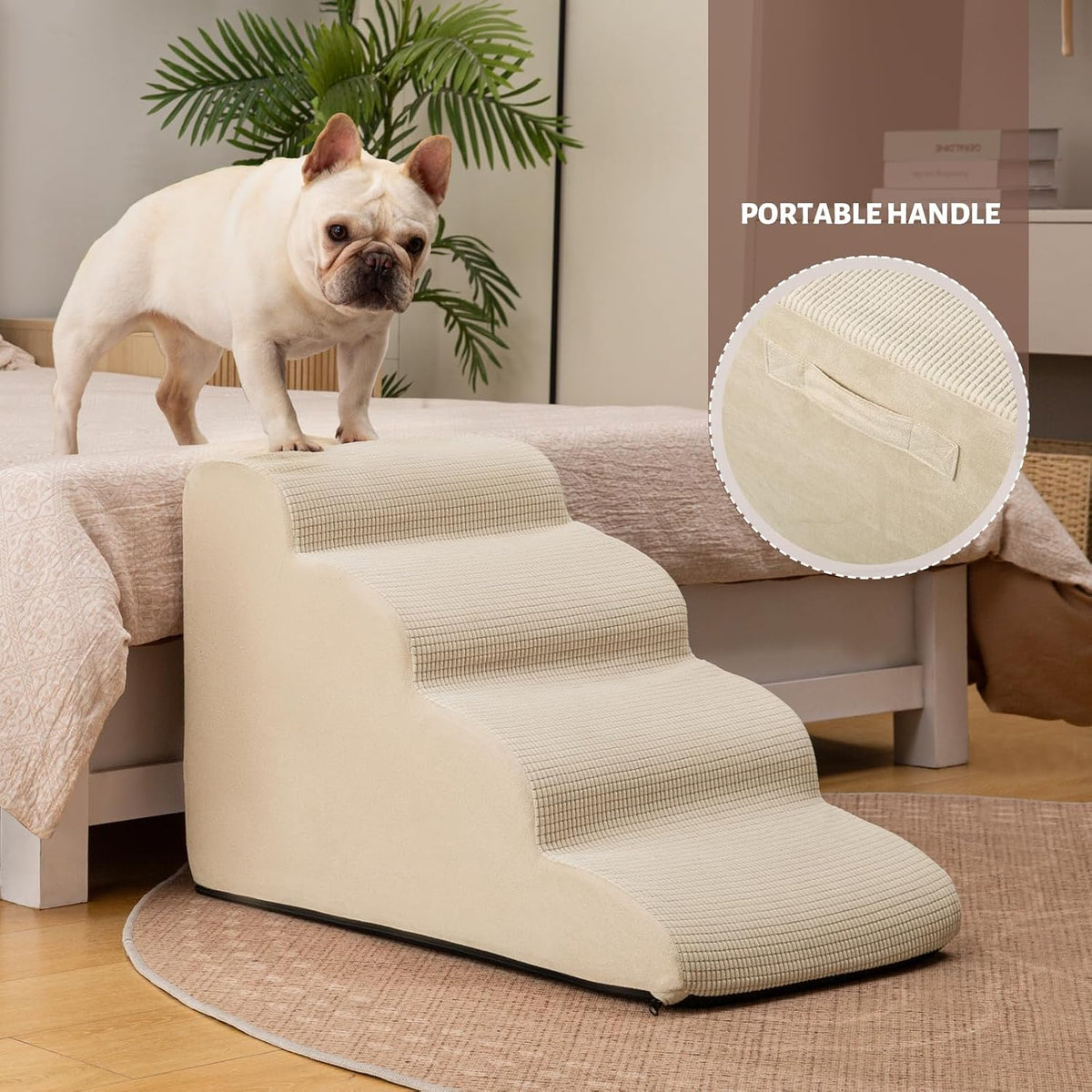 Aodisman Dog Steps for Bed or Couch,4-Step Pet Stairs Ramp for Small Dogs