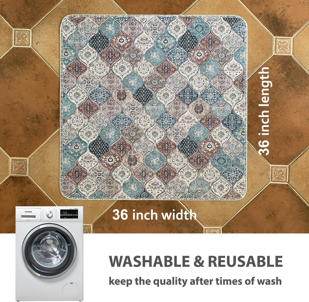 nunubaby Washable Pee Pads for Dogs, Stylish, Non-Slip and Leak-Proof Pee Pads. Reusable Potty Pads for Dogs for Crates and Floors.(Dark Red/Multi,36" x36" )