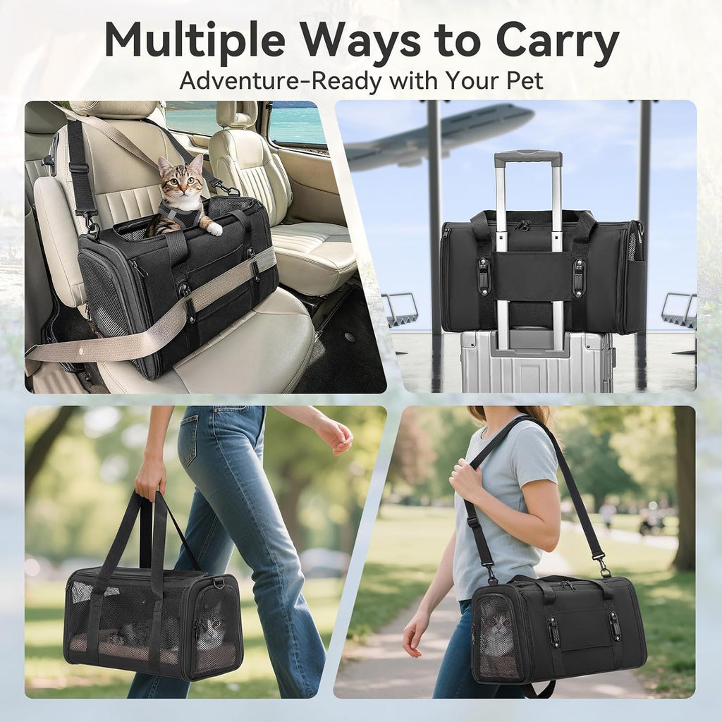 PETSFIT Cat Carrier Soft with Patented Safety Buckles, Safe for Car Travel