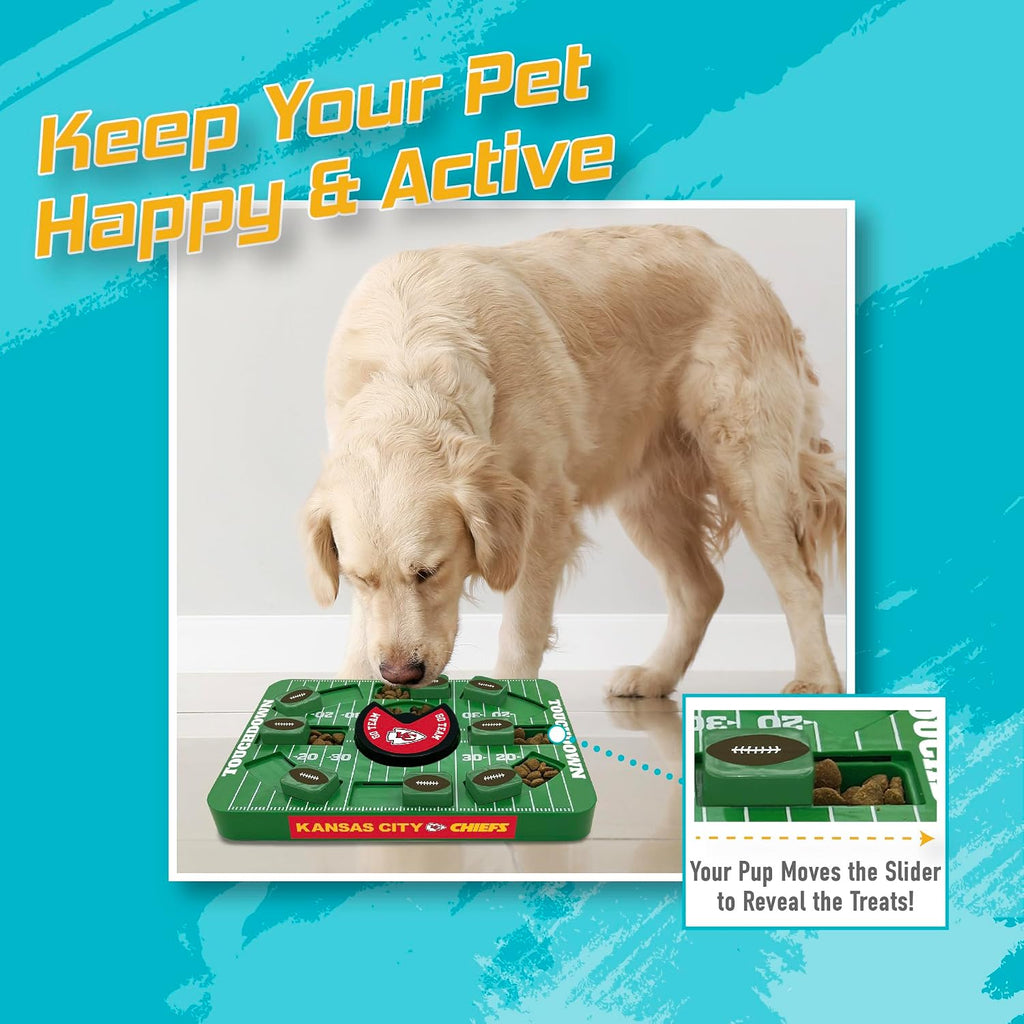 Pets First NFL Kansas City Chiefs Large Puzzle Toy for Dogs, Slow Feeder Board for Pets, New Bigger Size, Interactive Doggie Treat Toy