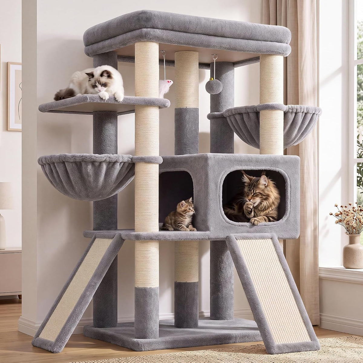 Globlazer Heavy Duty Cat Tree for Large Cats, 25.5in Wide Top Perch, S52F