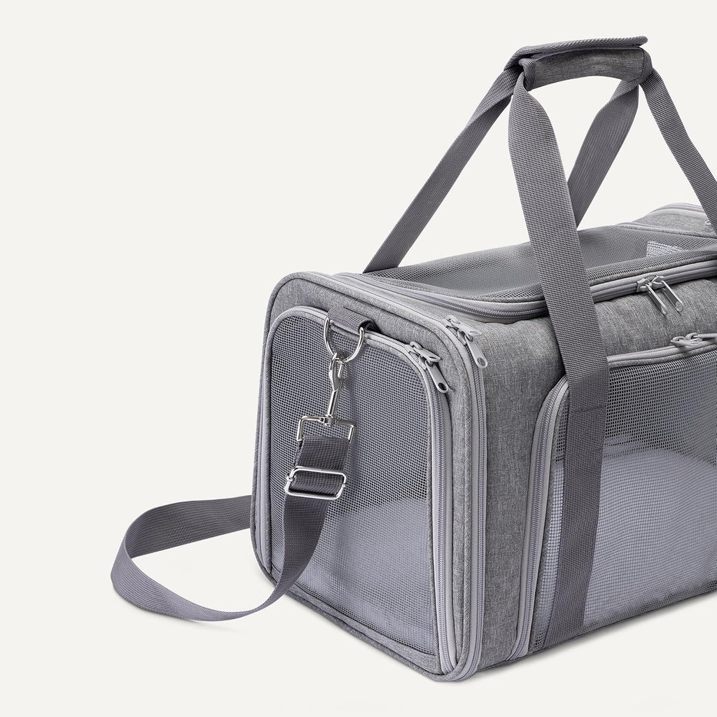 Amazon Basics Soft Cat & Dog Carrier with Adjustable Shoulder Strap, Airline-Approved, Foldable and Portable Design, Mesh Ventilation, Folds Flat for Storage