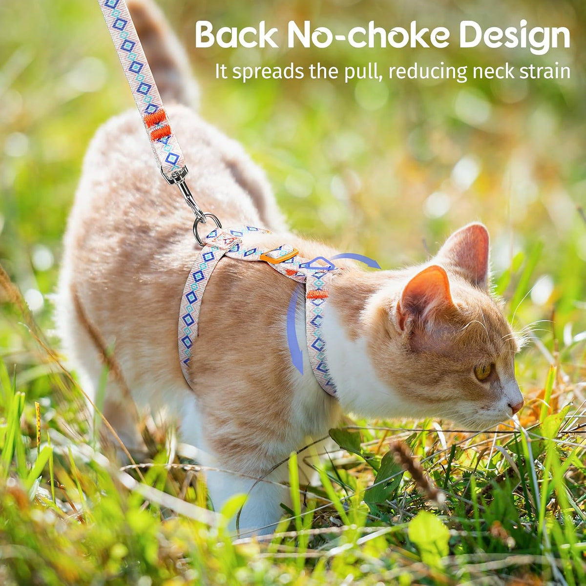 Dooradar Cat Harness and Leash Set, Adjustable Pet Straps, White