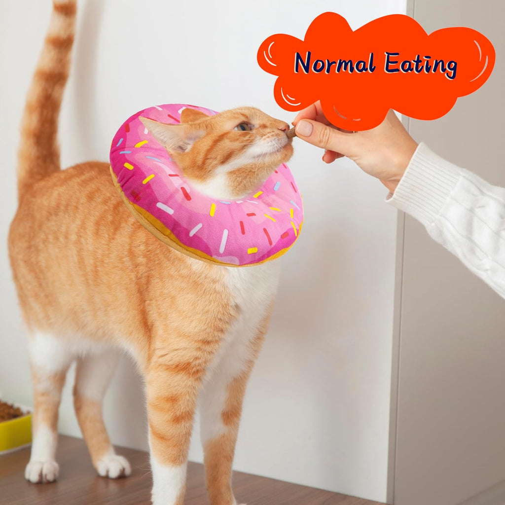 Seyezo Cat Cone Collar Soft, Adjustable Cat Recovery Collars Spay Cones to Stop Licking, Cute Donut E Collar After Surgery, Anti-Lick Recovery Elizabethan Collar for Kittens (Donut Pink, Small)