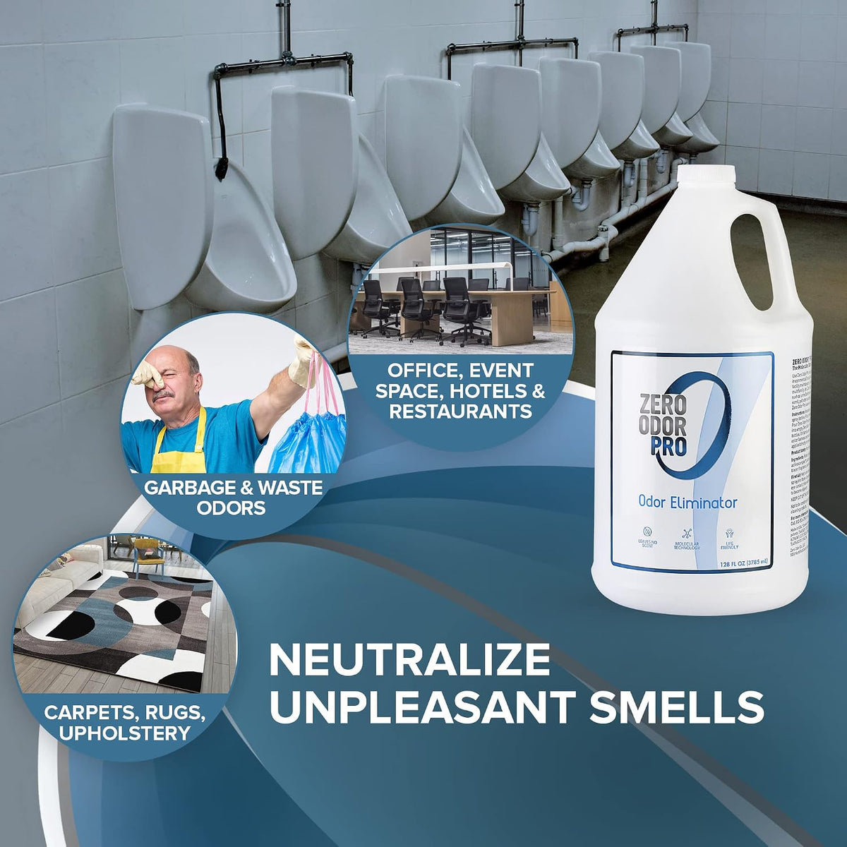 Zero Odor Pro Commercial Strength Odor Eliminator, Room Deodorizer and Air Freshener, Refill, 128 oz (Pack of 2)