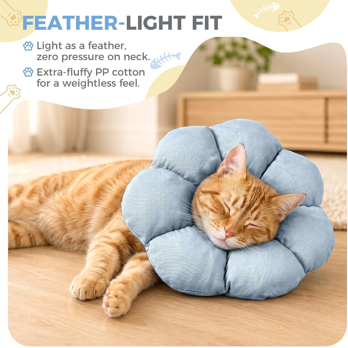 Avont Soft Cat Cone L Grayishblue Post-Surgery Anti-Lick Adjustable