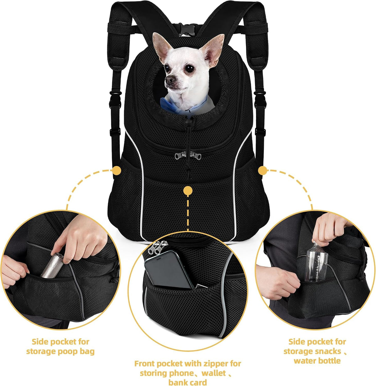WOYYHO Pet Dog Carrier Backpack, Ventilated Small Dog Front Backpack