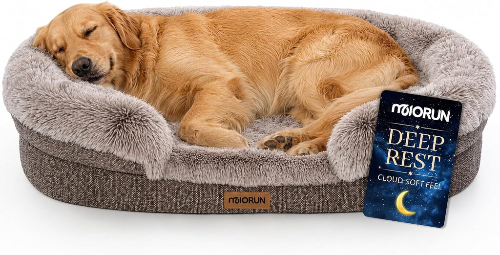 Miorun Fluffy Orthopedic Dog Beds Large Sized Dog, 43" Bolster Sofa Bed