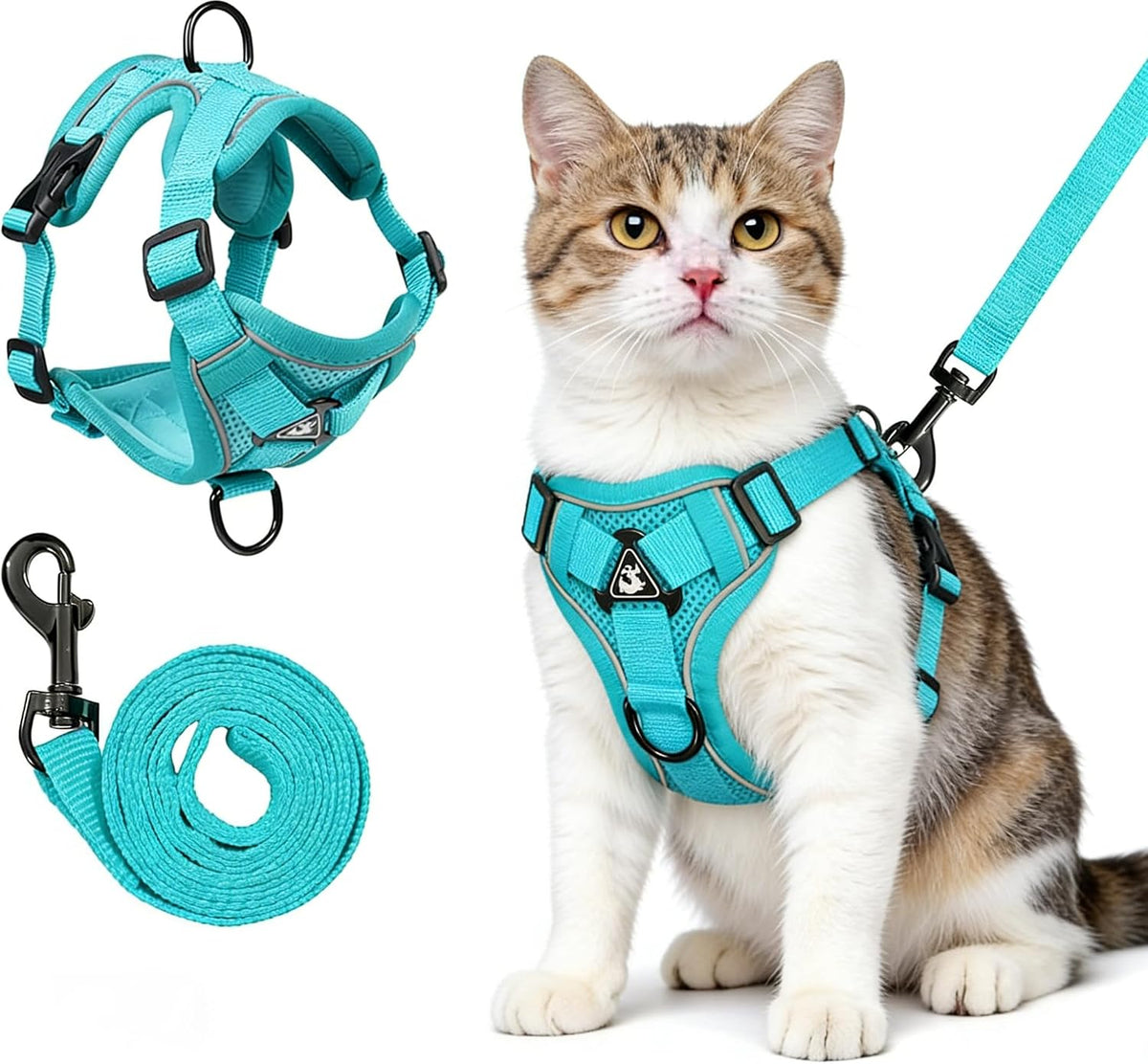 Cat Harness and Leash for Walking, Escape Proof Soft Adjustable Vest Harnesses for Cats (Emerald, S : Cat Weight 3.3-6.6 LB)