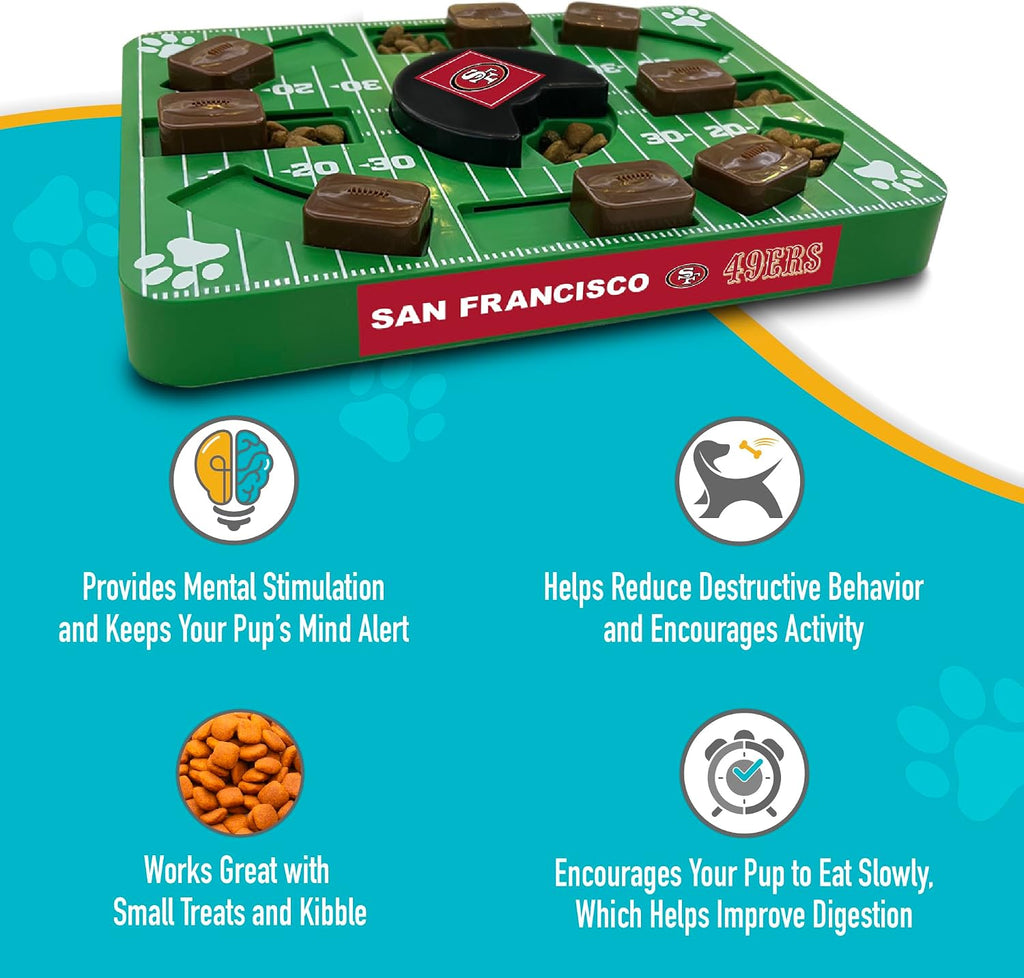 Pets First NFL San Francisco 49ers Puzzle Toy for Dogs, Slow Feeder Board for Pets, Interactive Doggie Treat Toy