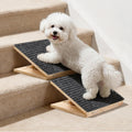 Dog Ramp for Stairs 2 Pack - Adjustable Wooden Stair Wedges for Small Dogs, Foldable Indoor Dog Stair Ramp with Triangular Support and Non-Slip Pads for Senior and Short-Legged Pets