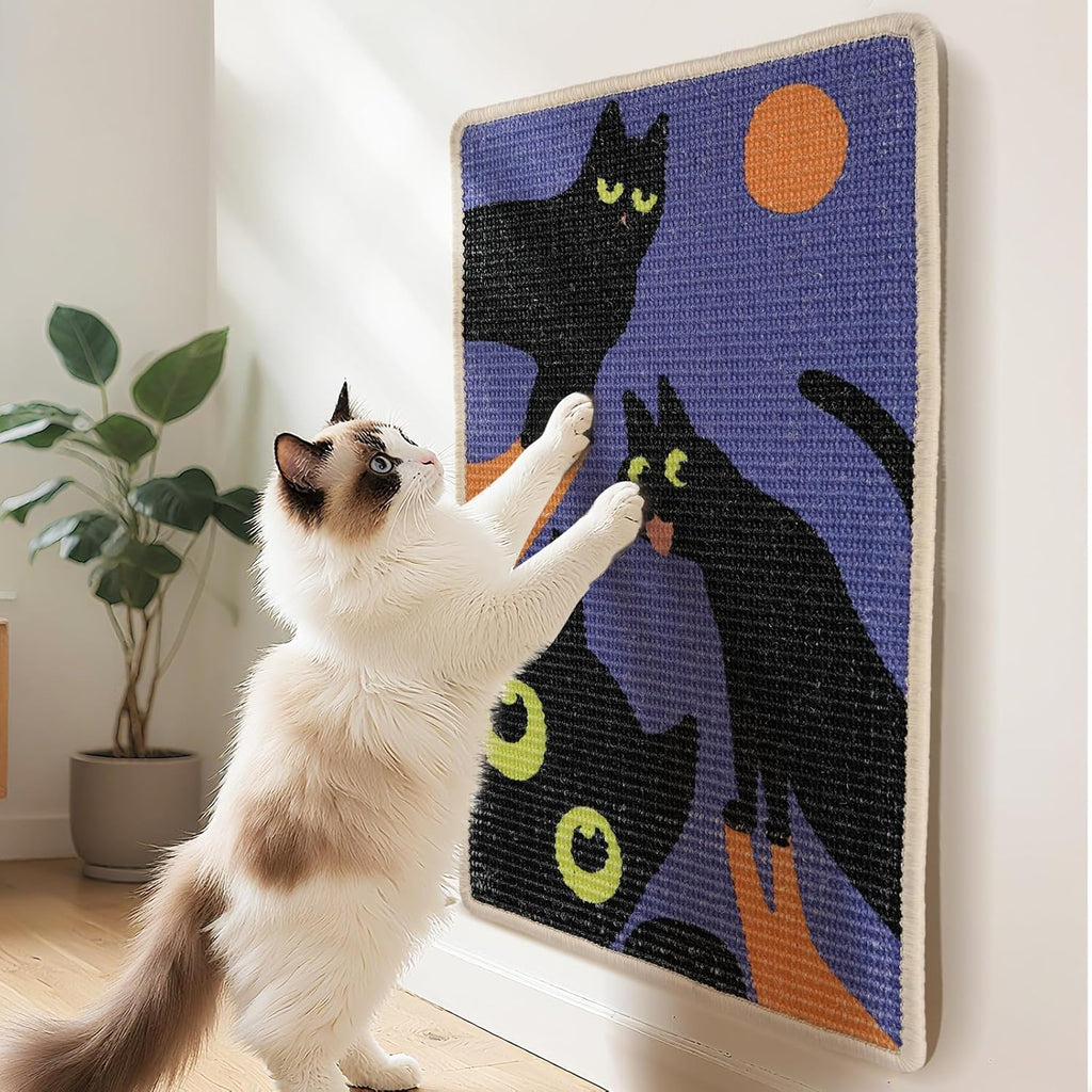 3-in-1 Sisal Cat Scratcher Mat with Sticker Tape Floor & Wall Scratch Pad