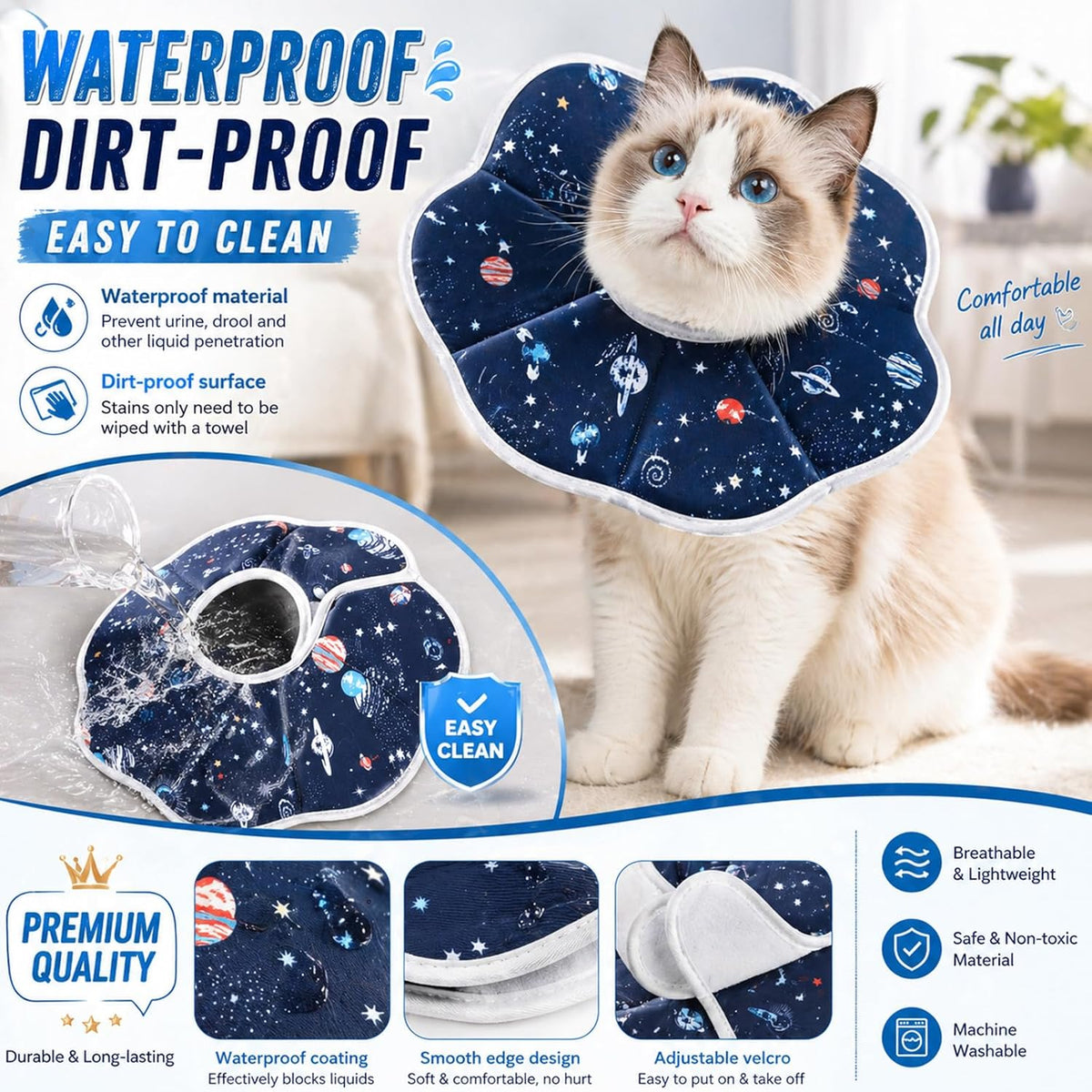 Mechpia Cat Cone Collar Soft, Cat Recovery Collar to Stop Licking, Protective Cat Neck Cone After Surgery for Small Medium Cats Kittens Puppies