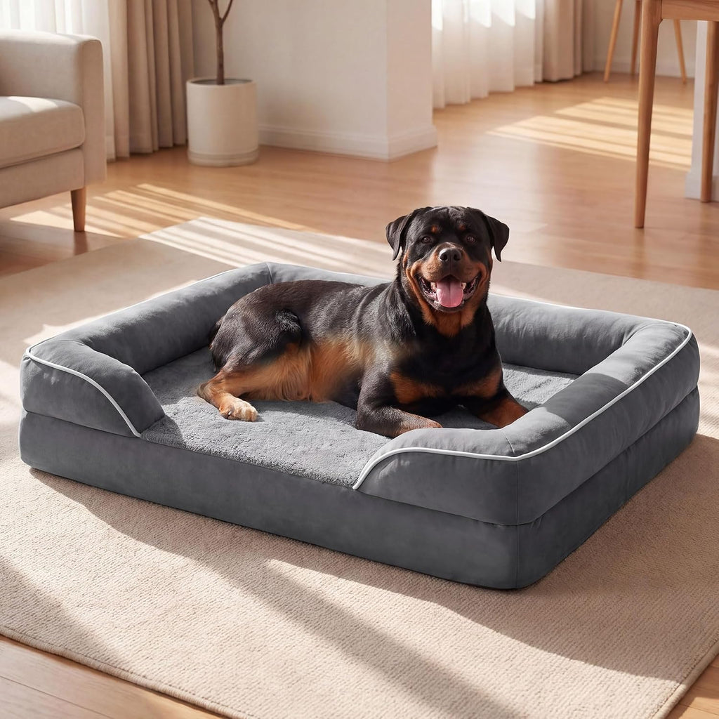 Waterproof Orthopedic Dog Bed for Extra Large Dogs with Bolster