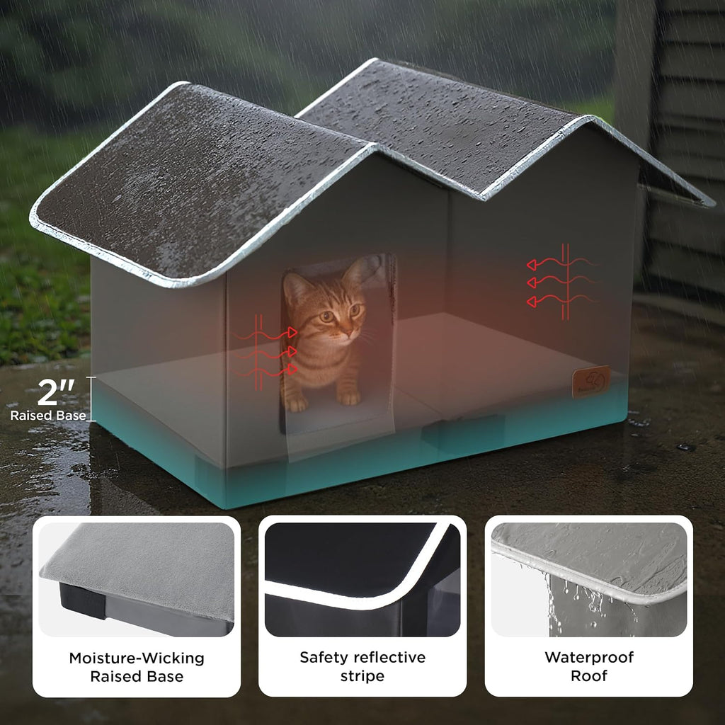 Bedsure ReflexHeat™ Ex-Wide Weatherproof Outdoor Cat House with Raised Base