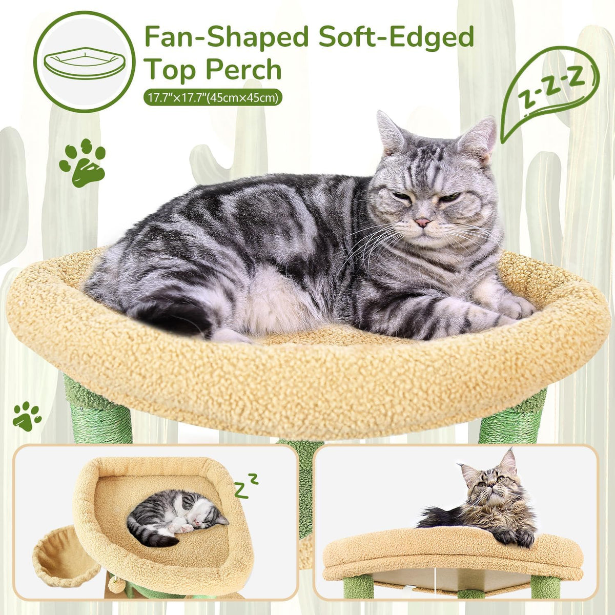 Globlazer Cactus Corner Cat Tree Tower with Scratching Post, C51, Green