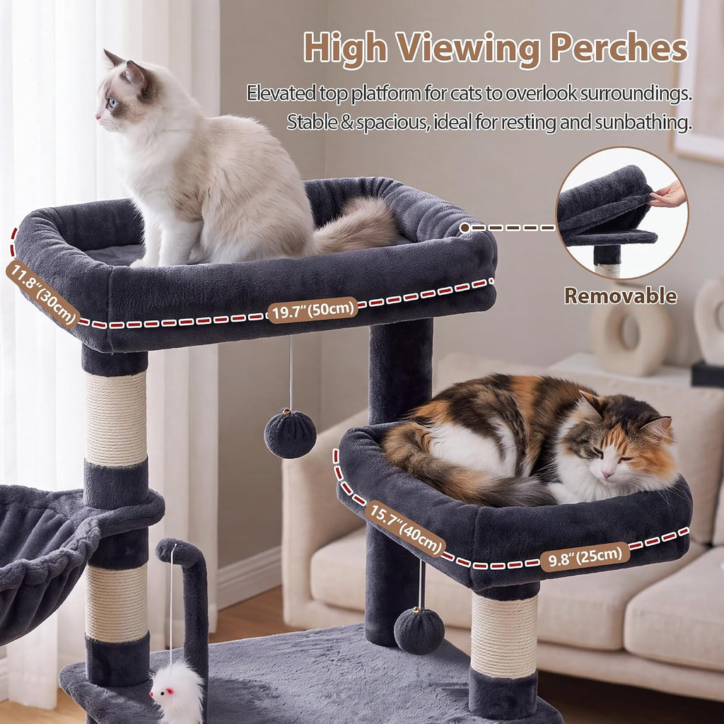 Gitelsnour Cat Tree, 63'' Cat Tower for Large Cats, Big Hammock GCT020G