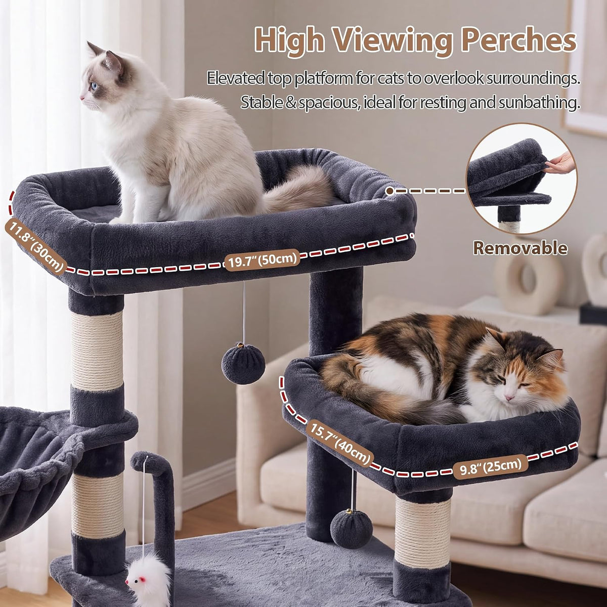 Gitelsnour Cat Tree, 63'' Cat Tower for Large Cats, Big Hammock GCT020G