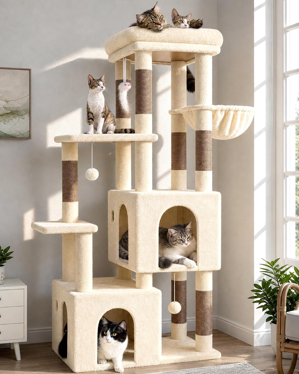 Globlazer Heavy Duty Cat Trees for Big Cats Maine Coon, F61, Beige