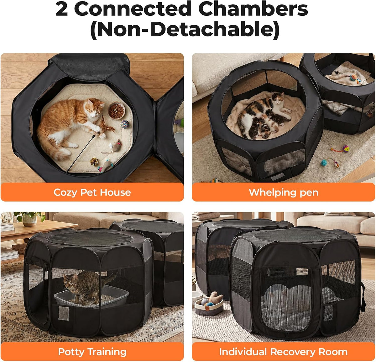 2-in-1 Dog Playpen Portable Cat Playpen, Non-Separable, No Assembly