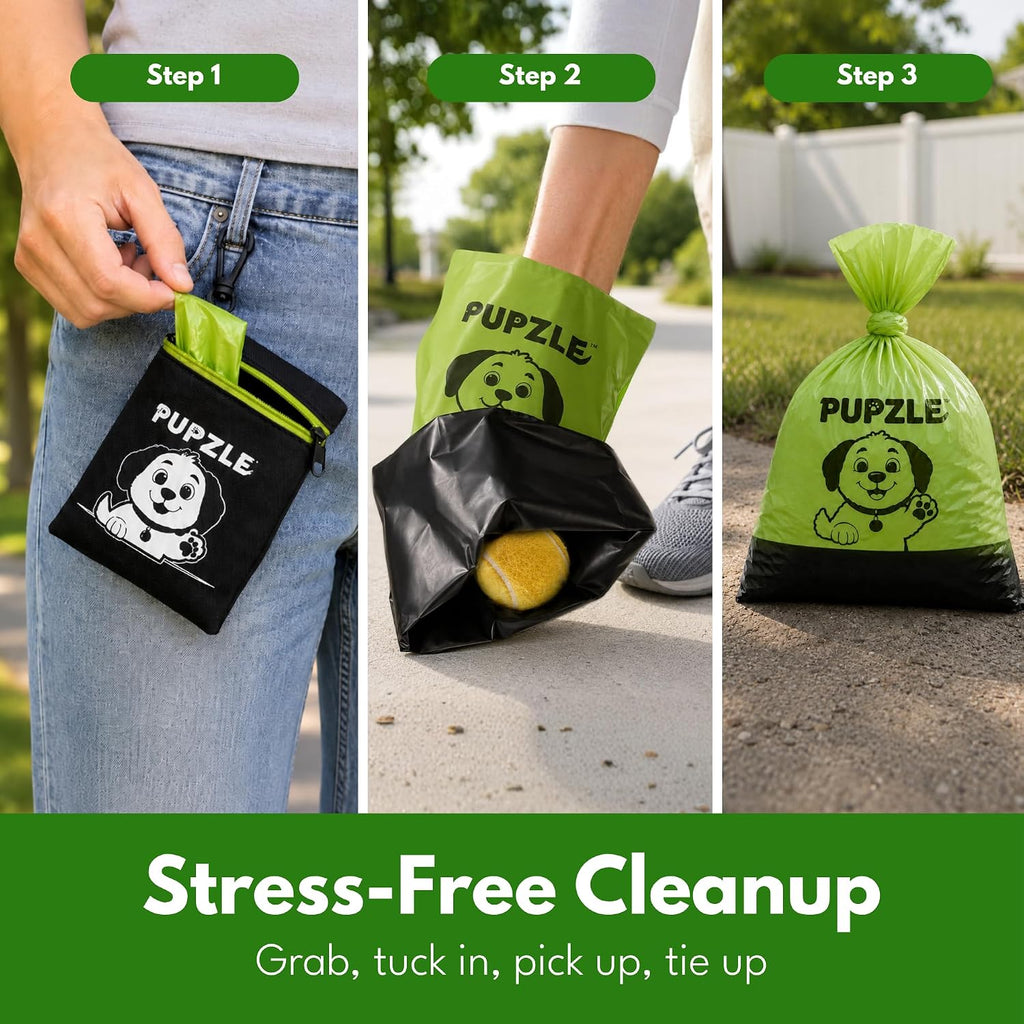 Pupzle 2-Ply Thick Dog Poop Bags For Dogs, Multi-layered Hand Protection | Thick Dog Poop Bags and Odor Blocking Heavy Duty Large Doggy Bags, Includes Pouch, Lavender Scented 250 Bags For Pet Waste