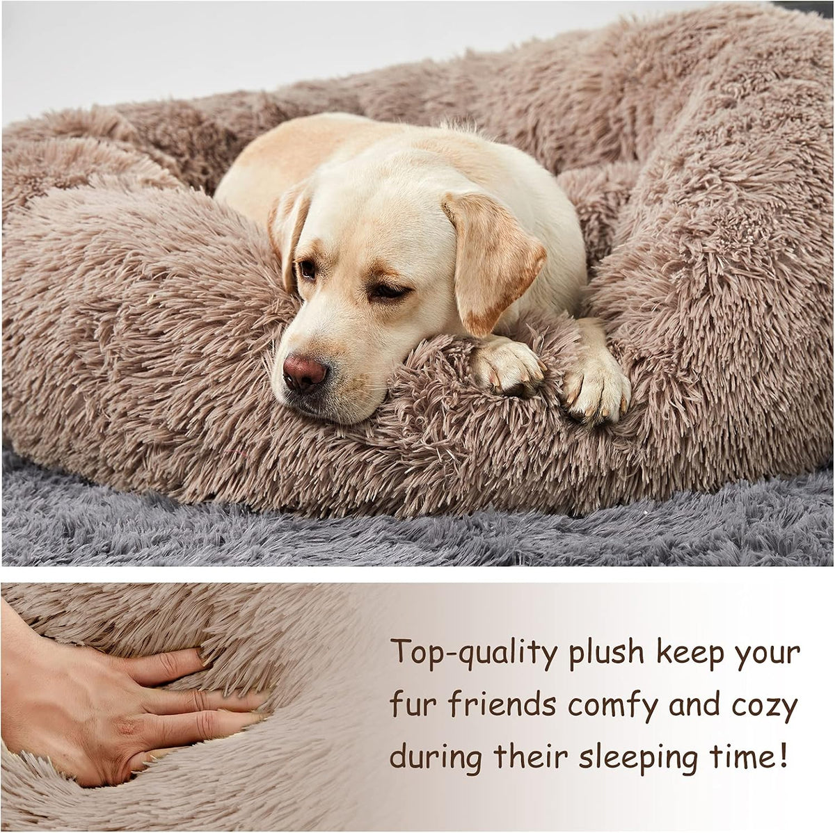 Washable Dog Round Bed - XLarge Donut Dog Bed, Comfy Calming Cuddler