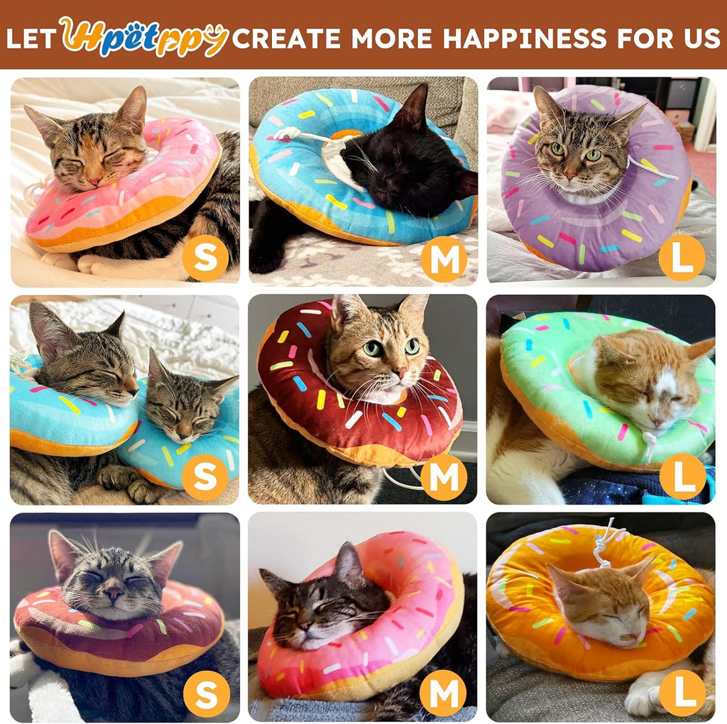 Hpetppy Cat Cone Collar Soft, Cat Recovery Collar for Wound Healing Cute Donut Adjustable Kittens Cones to Stop Licking Comfortable Lightweight Neck Elizabethan Collars for Cats Kittens After Surgery