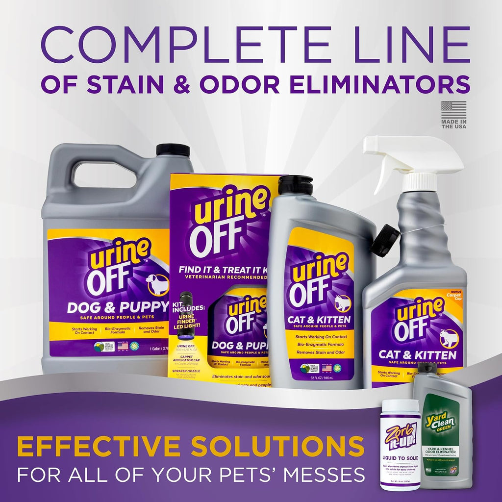 Urine Off Kitten & Cat Pet Stain Remover | Fresh Scent Carpet Cleaner | Bio Enzymatic Stain & Urine Odor Eliminator | Pet Safe Cleaner | 1 gal.