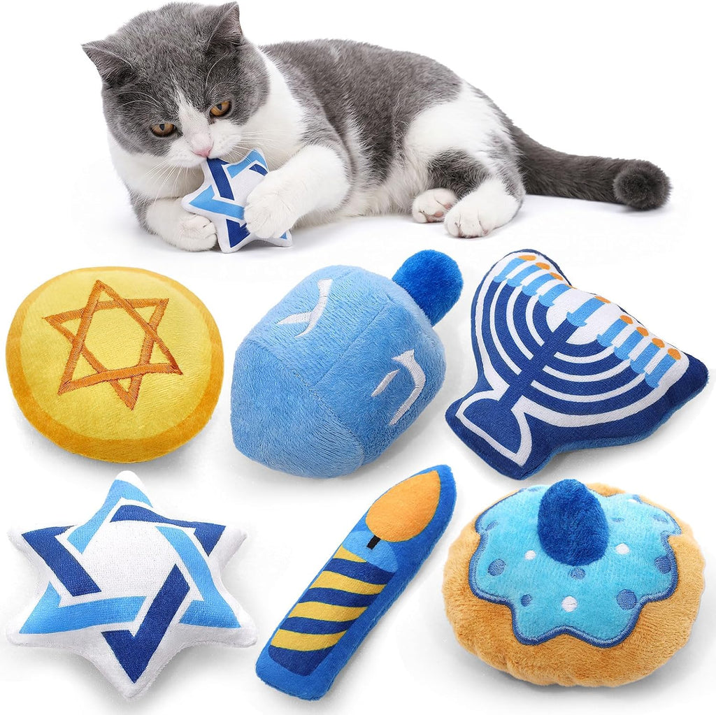 CiyvoLyeen Plush Hanukkah Catnip Toys for Indoor Cats 6 Pack