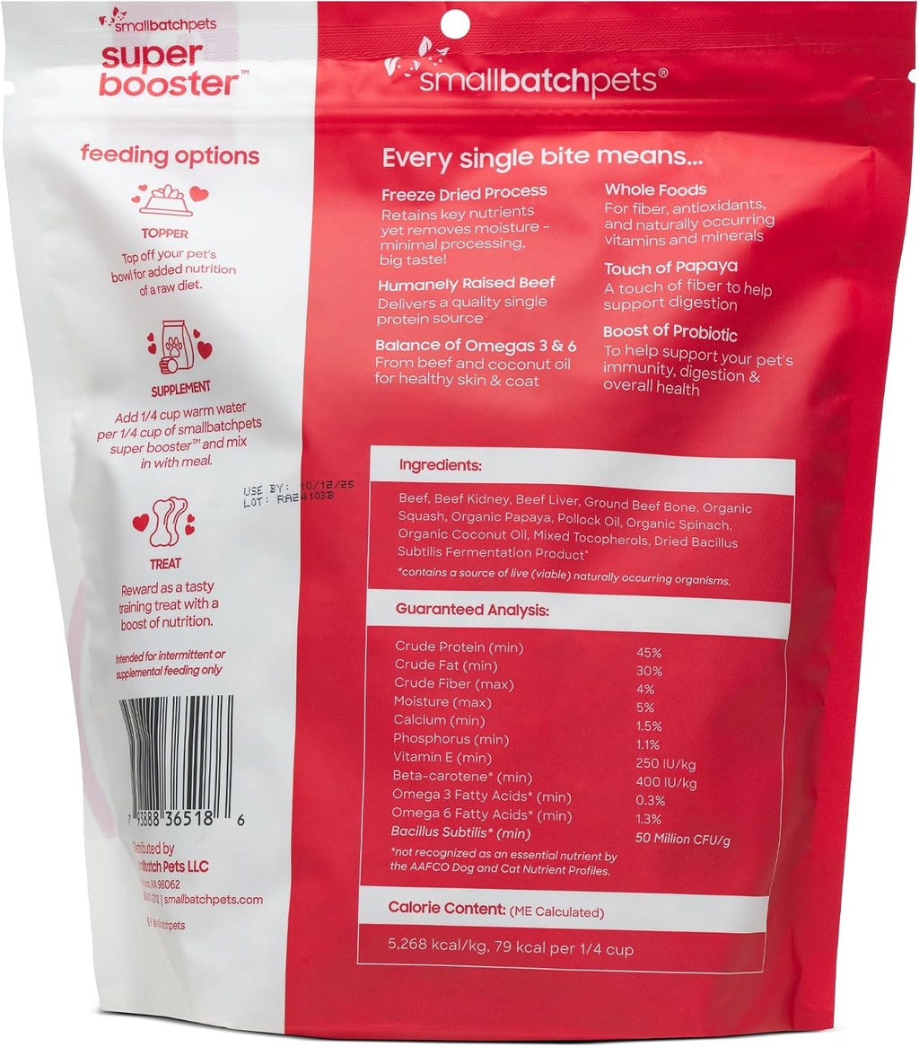 smallbatch Freeze Dried Dog Treat or Topper with Probiotics, Beef 18oz