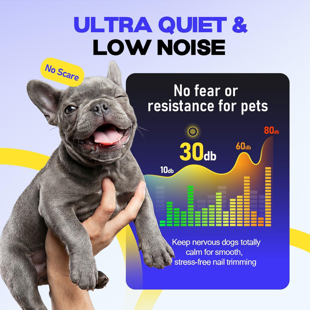 Whisper Quiet Dog Nail Grinder 50% More Powerful for Sensitive Dogs Cats